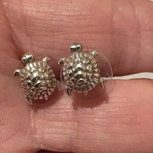 Sterling silver tiny tortoise stud earrings